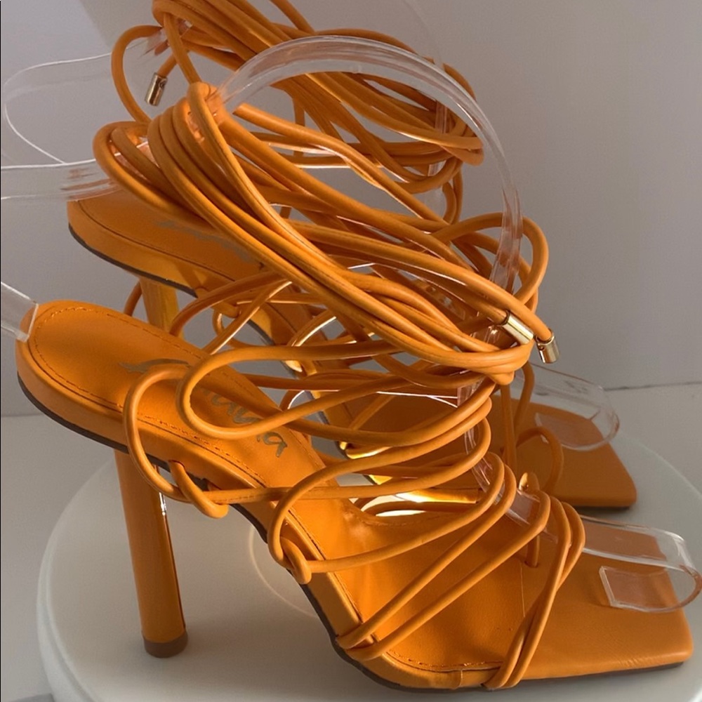 Orange Strap up heels